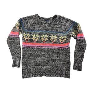 American Eagle Sweater Women's Large Jegging Knit Fair Isle Wool Mohair Pullover